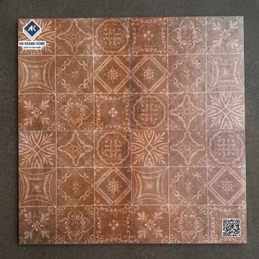 Gạch bông 40x40 hoa văn giả cổ màu nâu đỏ