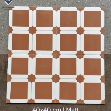 Gạch bông cổ điển 40x40 màu đỏ đất sang trọng
