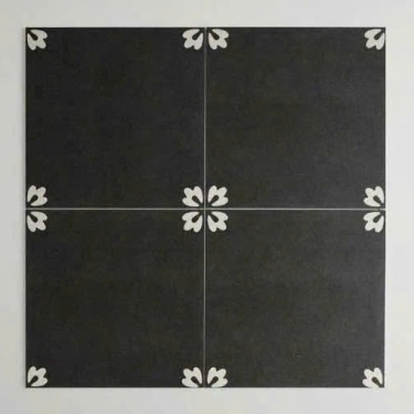 Gạch bông đen nhấn hoạ tiết góc 30x30cm