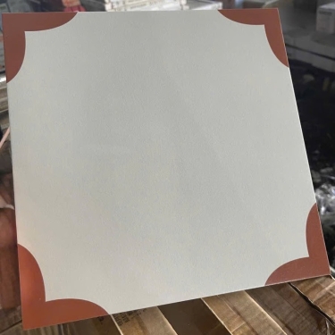 Gạch bông giả cổ 30x30 kem nhấn hoa văn góc