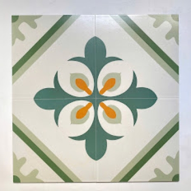 Gạch bông giả cổ 30x30 nền trắng hoa xanh