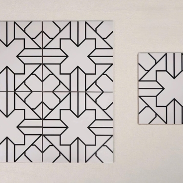 Gạch bông hoa văn trắng đen 30x30 trung quốc