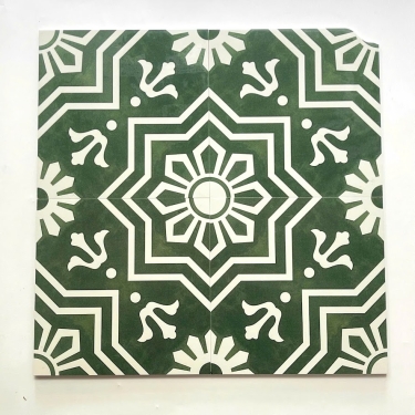 Gạch bông nền xanh hoa văn trắng 30x30cm