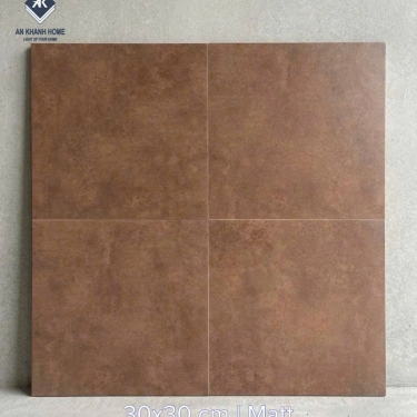 Gạch bông lát nền 30x30 men mờ nâu đất hiệu ứng giả cổ