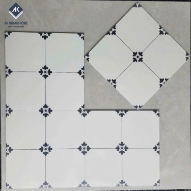 Gạch bông lát nền trắng đen 40x40 hoạ tiết cổ điển