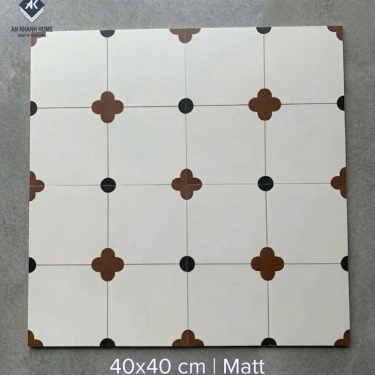 Gạch bông men mờ 40x40 hoạ tiết hoa văn cổ điển