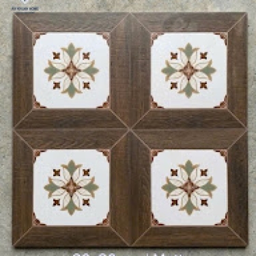 Gạch bông ốp lát 30x30cm hoạ tiết cổ điển phối viền gỗ
