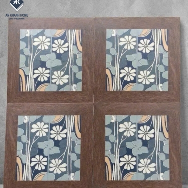 Gạch bông trang trí viền gỗ hoạ tiết hoa cúc 30x30cm