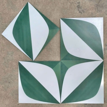 Gạch bông xanh trắng hoạ tiết đối xứng 30x30cm