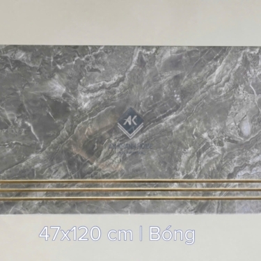 Gạch cầu thang 47x120 bề mặt khắc kim đá marble xám đậm