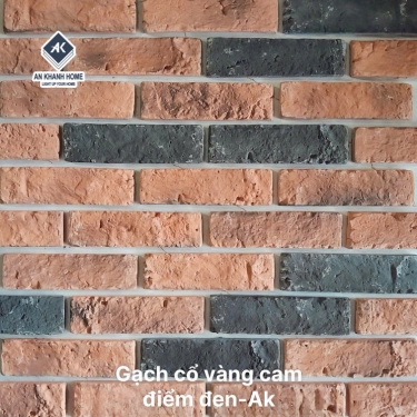 Gạch giả cổ chămpa vàng cam điểm đen