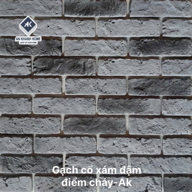 Gạch giả cổ xám đậm điểm cháy