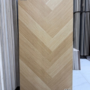 Gạch giả gỗ khổ lớn 60x120 vân xương cá màu vàng nâu nhạt