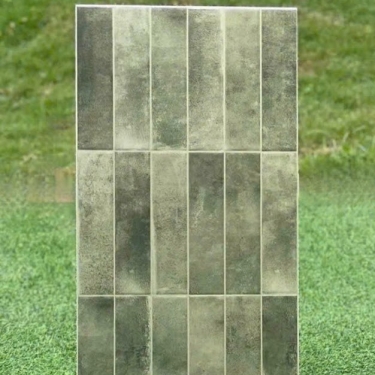 Gạch giả thẻ lượn sóng 40x80 mix màu xanh rêu