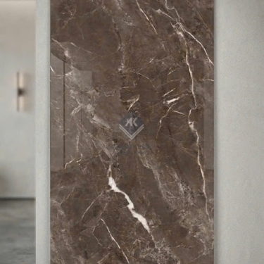 Gạch khổ lớn 60x120 màu nâu đậm vân đá Marble bóng kính