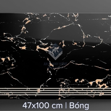 Gạch lát bậc cầu thang tam cấp 47x100cm đen vân vàng cam