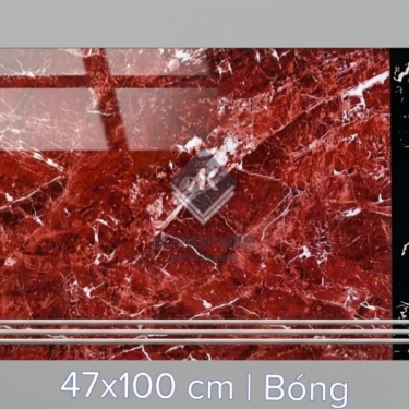 Gạch lát bậc cầu thang tam cấp 47x100cm vân đá đen đỏ phối trắng