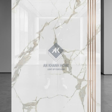 Gạch lát bậc cầu thang trắng vân đá xám vàng 47x100cm