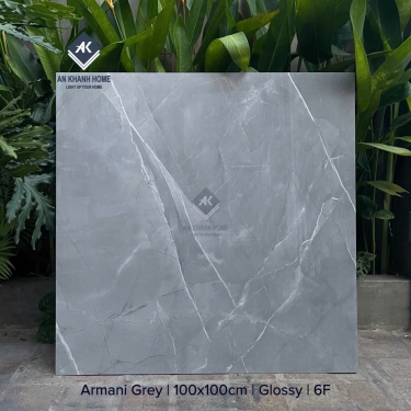 Gạch lát nền ấn độ 100x100 Armani Grey đá mờ Marble xám đậm vân trắng