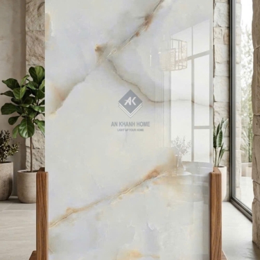 Gạch lát nền ấn độ 80x160 kem vân đá Onyx bóng kiếng