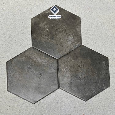 Gạch lục giác 20x23 màu xi măng đậm hiệu ứng vân bê tông loang