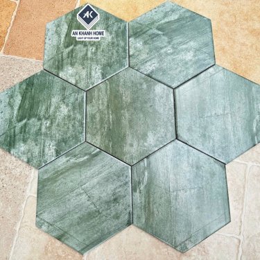 Gạch lục giác 20x23cm bề mặt mờ hiệu ứng màu xanh lục