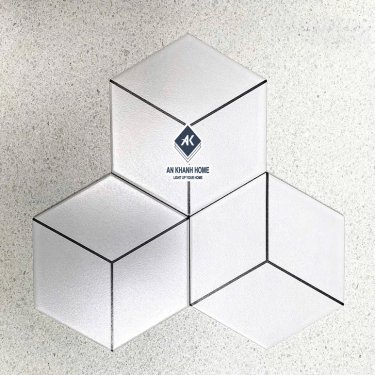 Gạch lục giác 20x23cm màu trắng xám 3 tia chỉ viền đen