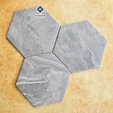 Gạch lục giác 20x23cm mờ xi măng xám vân đá