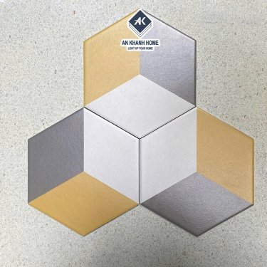 Gạch lục giác 3 màu 20x23cm hình khối lập phương 3D