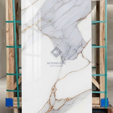 Gạch ốp lát 60x120 bóng kính trắng cẩm thạch vân vàng xám