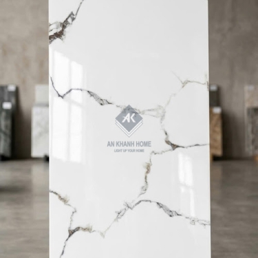 Gạch ốp lát 60x120 trắng vân xám đen bóng kính ấn độ