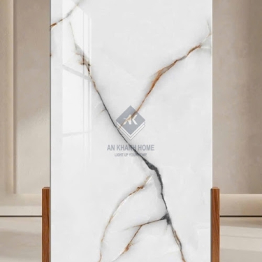 Gạch ốp lát ấn độ 60x120 trắng kem vân đá bóng kính