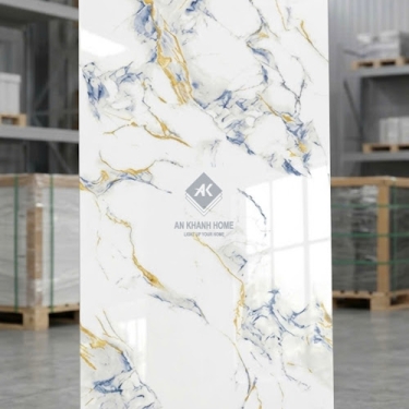 Gạch ốp lát ấn độ 60x120 trắng vân đá nhũ vàng xanh dương đẹp