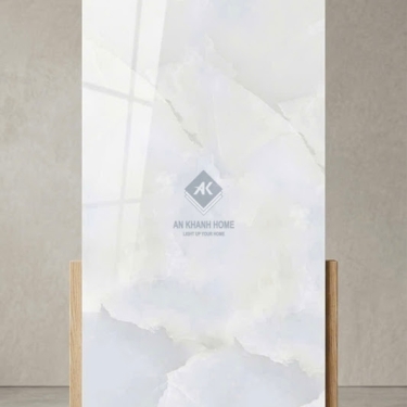 Gạch ốp lát ấn độ 60x120 trắng xanh vân mây bóng kính