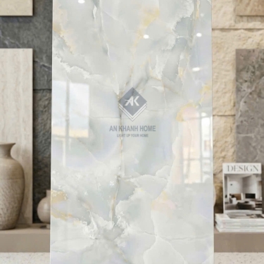 Gạch ốp lát ấn độ 80x160 bóng kiếng xanh vân đá Onyx cao cấp