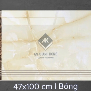 Gạch ốp lát bậc cầu thang 47x100cm vân đá vàng kem nâu đậm