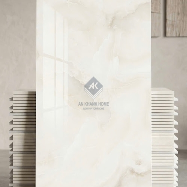 Gạch ốp lát kem vân đá Onyx 60x120 bóng kính ấn độ