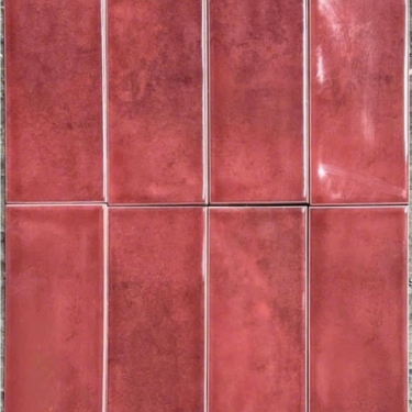 Gạch thẻ 75x300 màu đỏ bề mặt lượn sóng