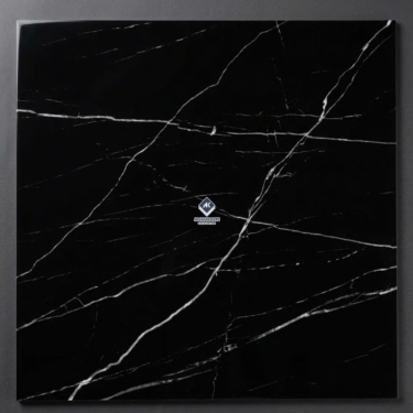 Gạch trung quốc 100x100 cm màu đen vân tia chớp trắng Black Maquina siêu bóng