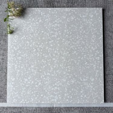 Gạch 60x60 terrazzo màu xám nhạt hạt đá mài màu trắng mờ