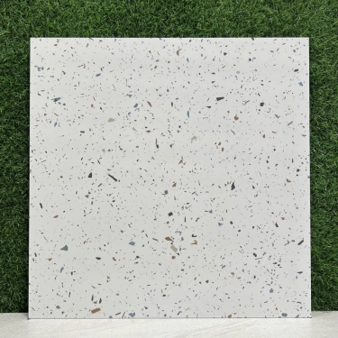 Gạch 60x60 terrazzo màu trắng hạt đa sắc nhiều màu mờ