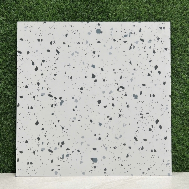 Gạch 60x60 terrazzo màu trắng hạt màu xanh xám đen mờ