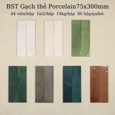 BST Gạch thẻ 75x300 xương đá hiệu ứng loang nhiều màu bề mặt bóng
