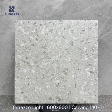 Gạch Ấn Độ 60x60 Terrazzo Light SG-66.620C trắng kem Bề Mặt Carving
