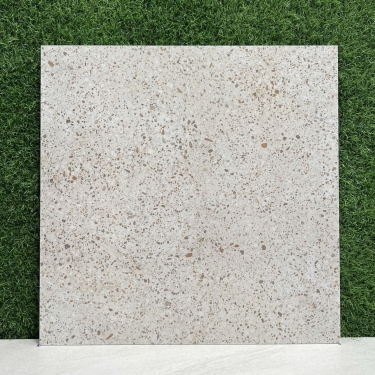 Gạch 60x60 terrazzo màu màu kem hạt đá mài màu cam mờ