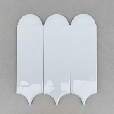 Gạch thẻ lông vũ màu trắng bề mặt bóng gợn sóng