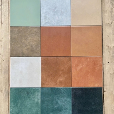 Bộ gạch bông màu đơn sắc 20x20 vân loang bề mặt mờ