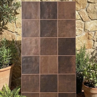 Gạch 30x60 giả thẻ vuông màu nâu cafe đậm hiệu ứng màu ngẫu nhiên bề mặt sóng