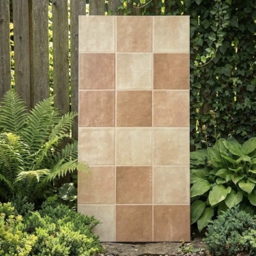 Gạch 30x60 giả thẻ vuông màu kem vàng nâu hiệu ứng màu ngẫu nhiên bề mặt sóng