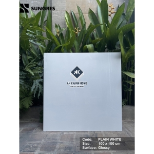 Gạch Ấn Độ 100x100 Màu Trắng Plain White Bề Mặt Bóng